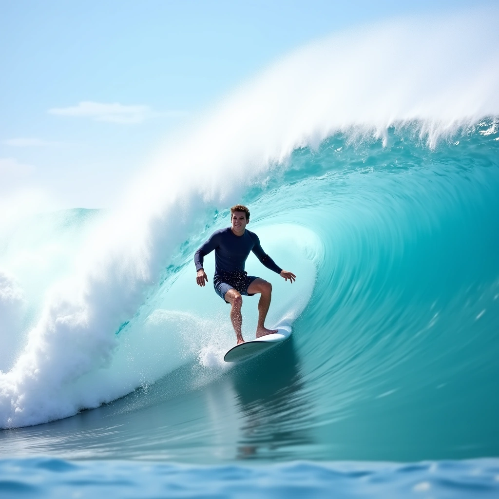 Epic Wave Riding: A Surfer’s Thrilling Adventure Caught on Camera