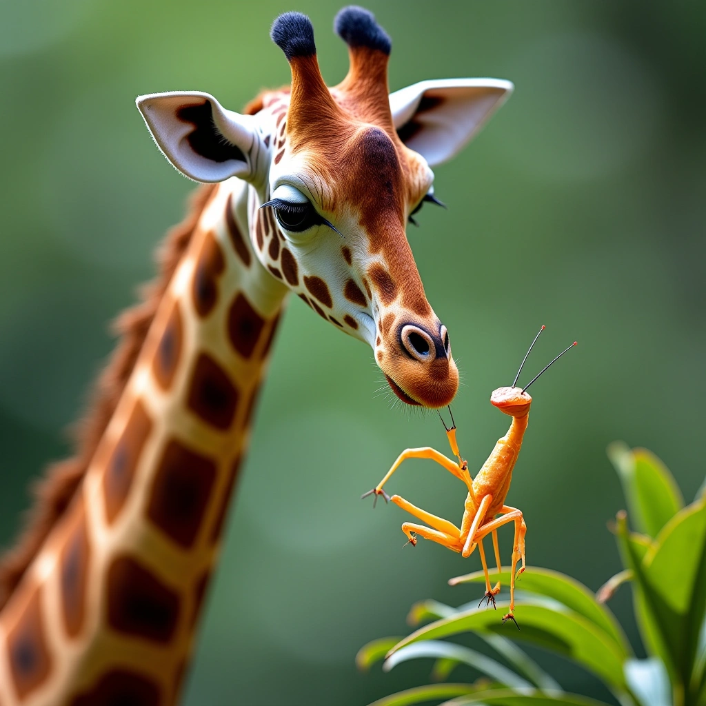 The Wild World of Mantis Munching: When Giraffe Meets Giant Asian