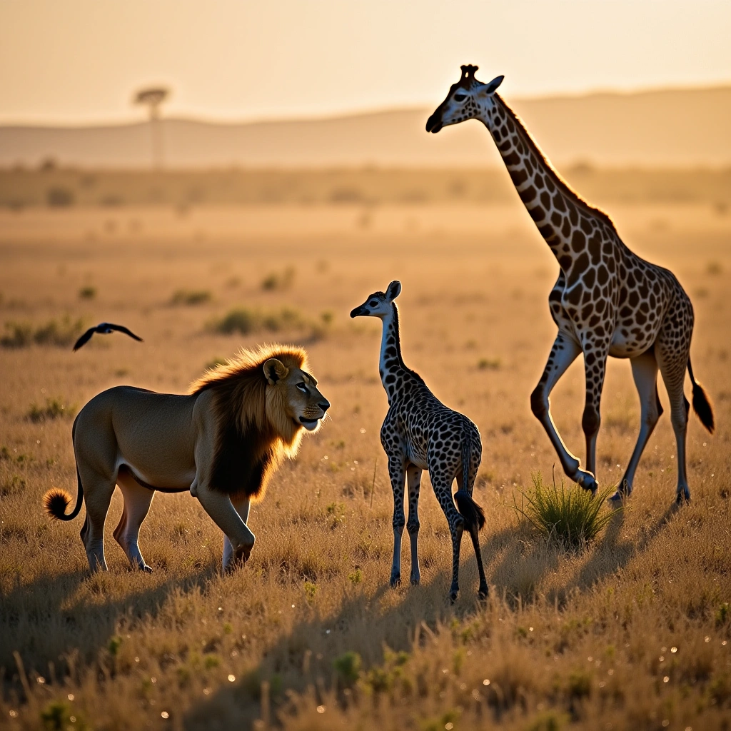 The Wild Drama: When Lions, Vultures, Hyenas, and a Giraffe Walk into a Bar… or a Savannah