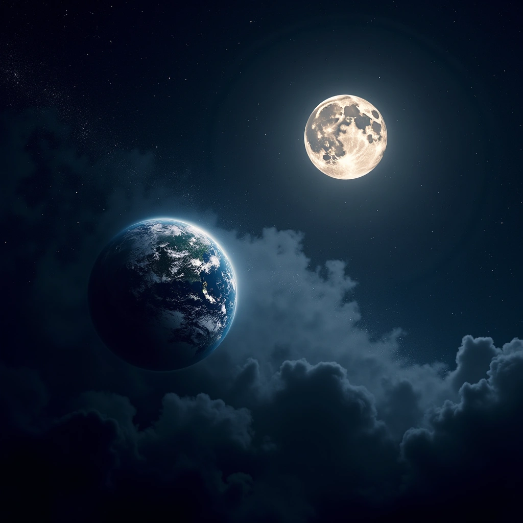 Exploring the Cosmic Dance: Earth, Moon, and the Darkness of Space